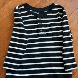 Cat & Jack Black and White Striped Long Sleeve Henley